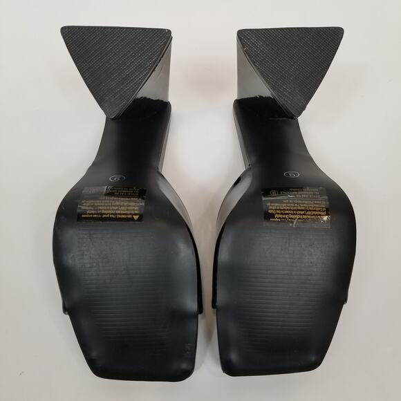 Weeboo Women's Black Faux Patent Leather Triangle Block Heel Slide Heels Size 9 - Picture 5 of 7